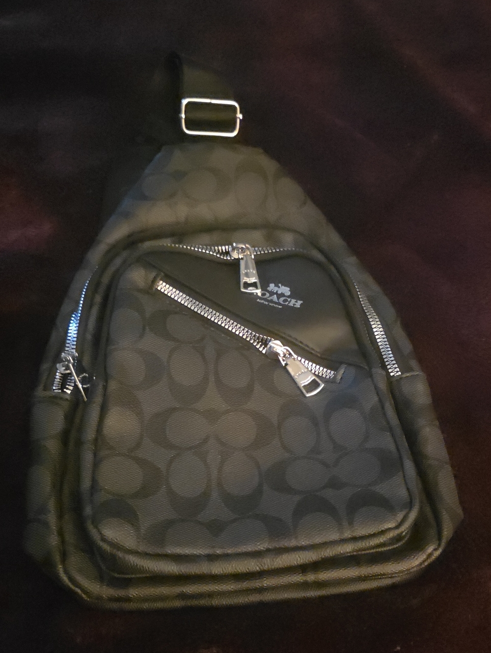Black Signature Canvas Sling Bag